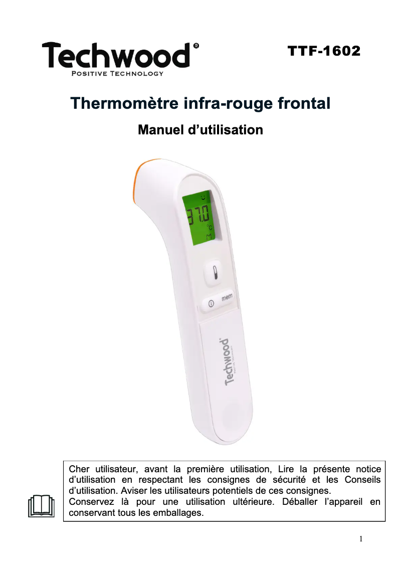 Image de la première page du manuel de l'appareil TTF-1602