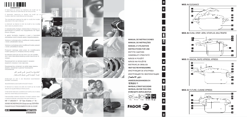 Page 1 de la notice Manuel utilisateur Fagor RAPIDX-6