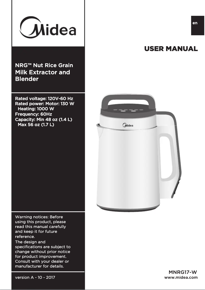 Página 1 del manual Manual de usuario Midea MNRG17-W