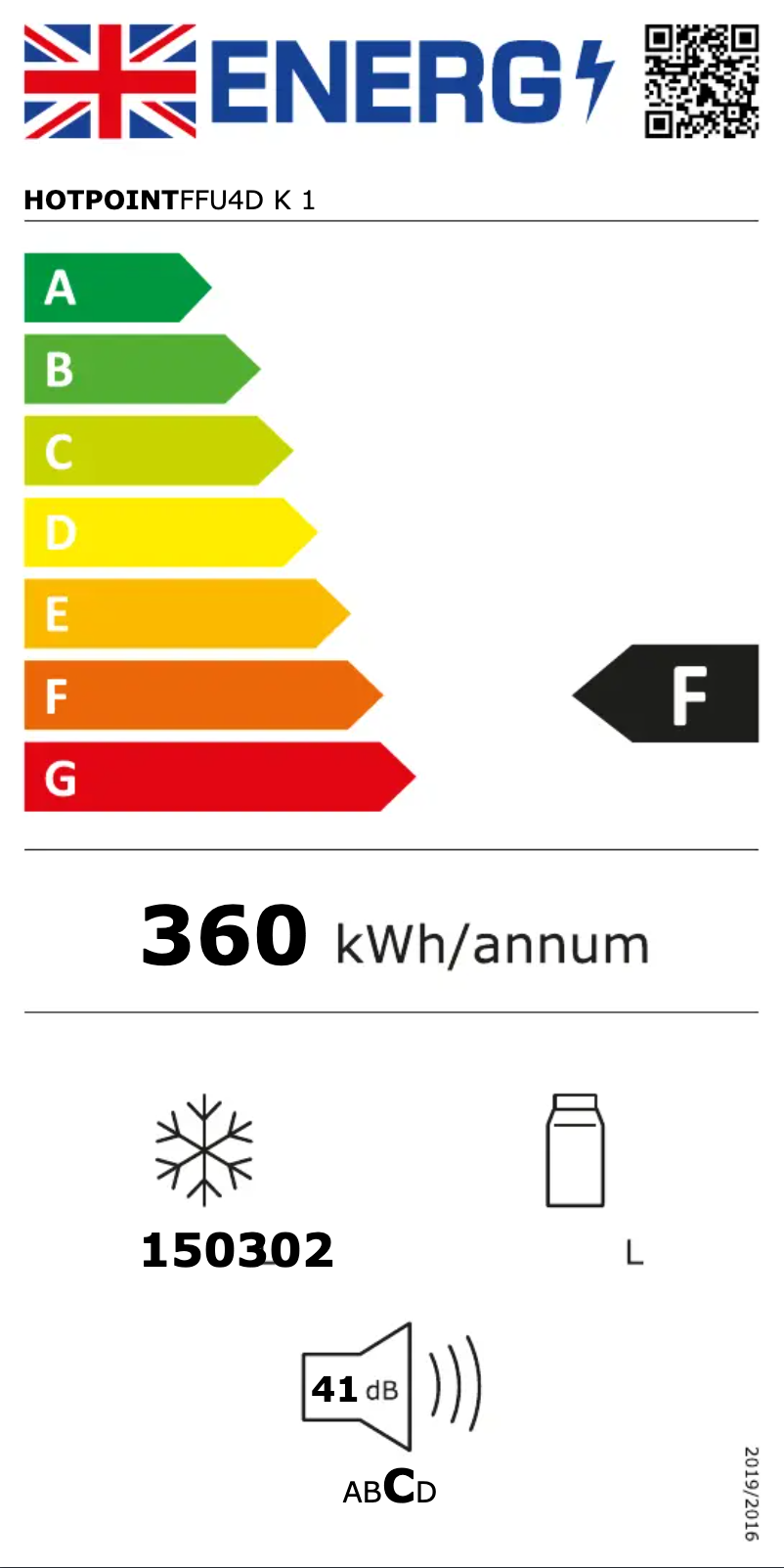 Page n°1 - Label énergétique Hotpoint FFU4D.1 K