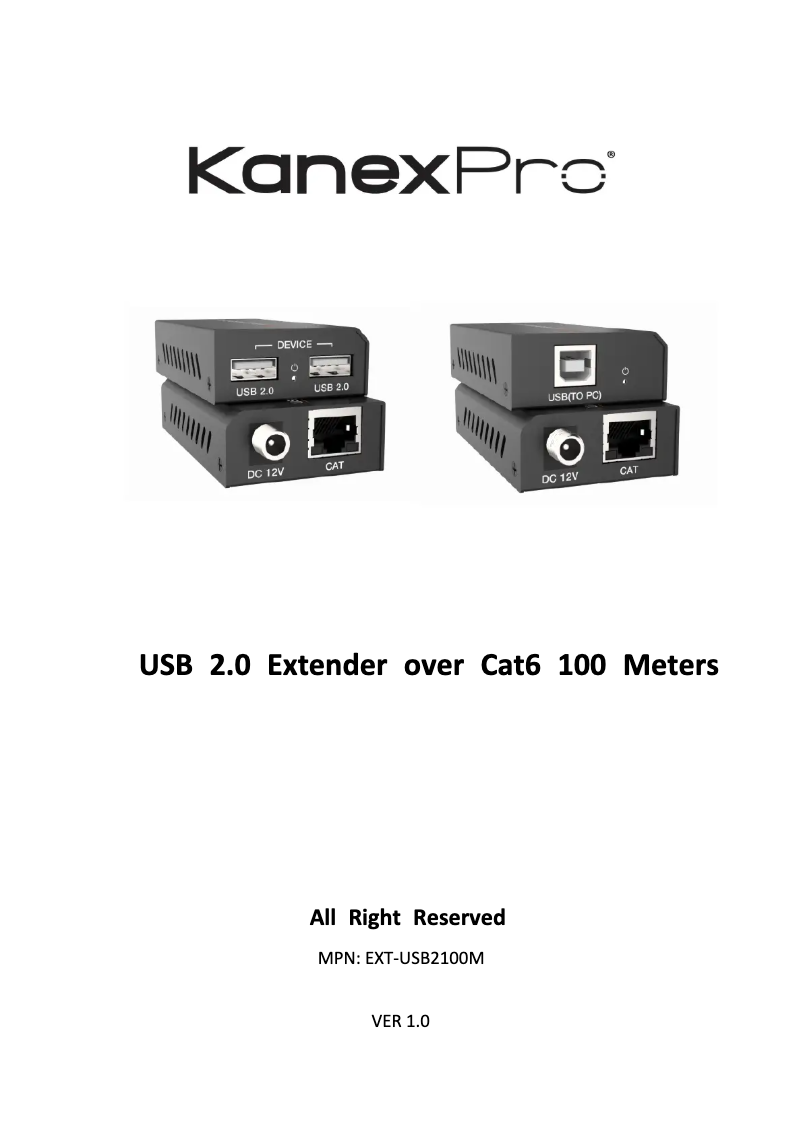 Page 1 de la notice Manuel utilisateur KanexPro EXT-USB2100M