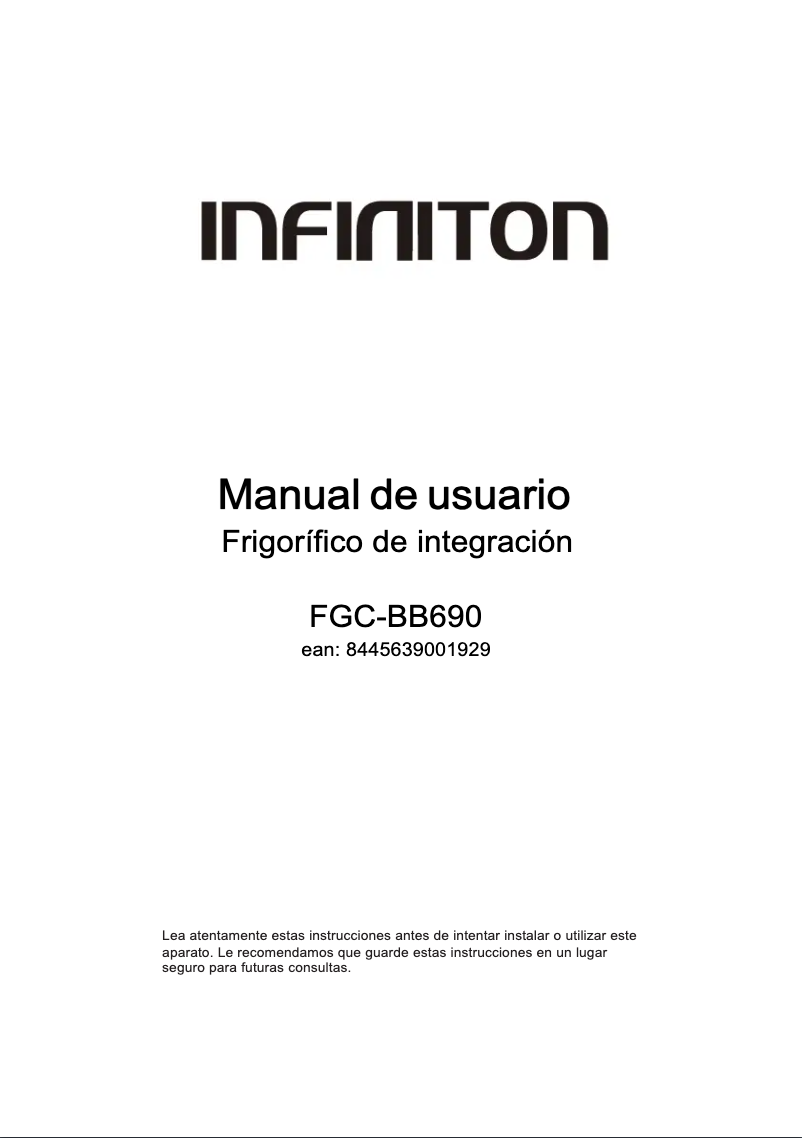 Page 1 de la notice Manuel utilisateur Infiniton FGC-BB690