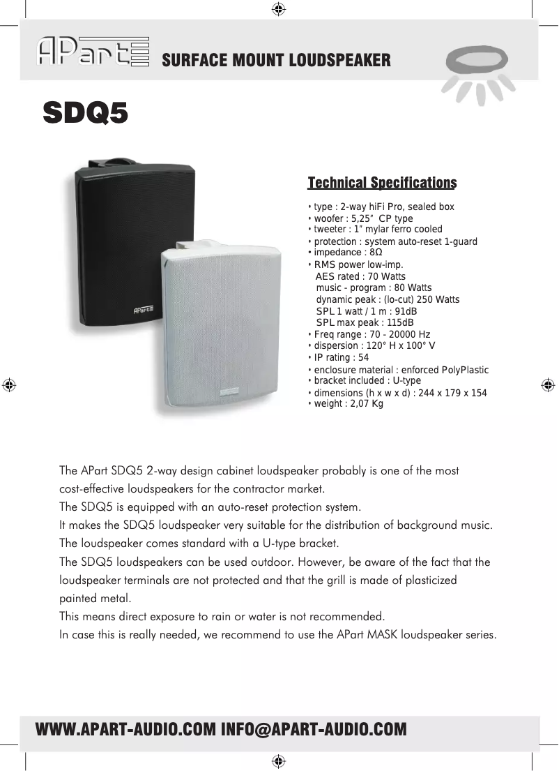 Page n°1 - Manuel utilisateur APart SDQ5-W
