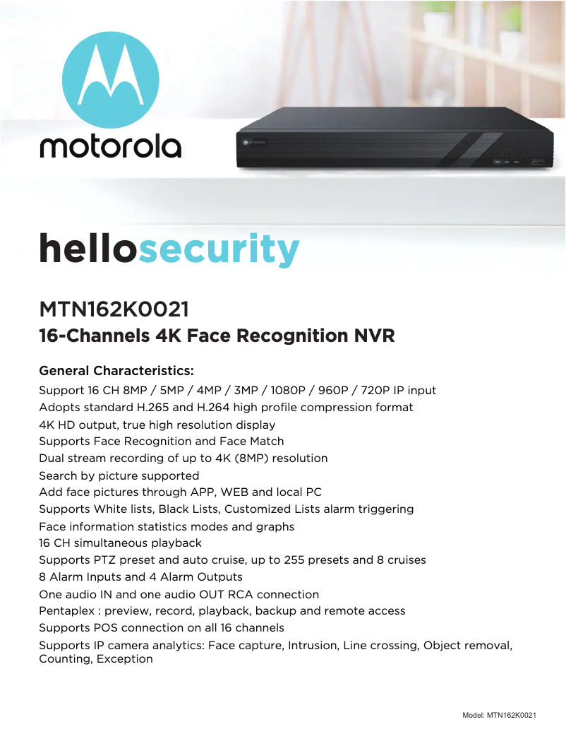 Page 1 de la notice Manuel utilisateur Motorola MTN162K0021