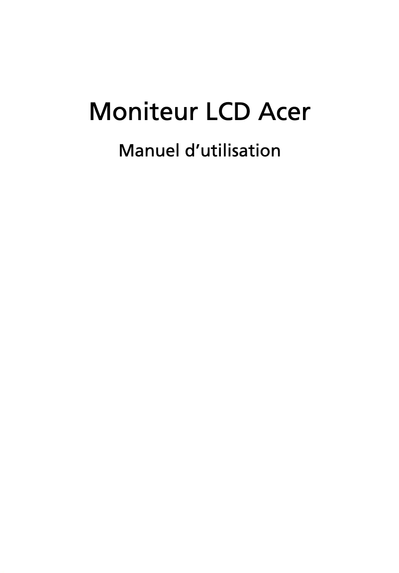 Page 1 de la notice Manuel utilisateur Acer XB252Q