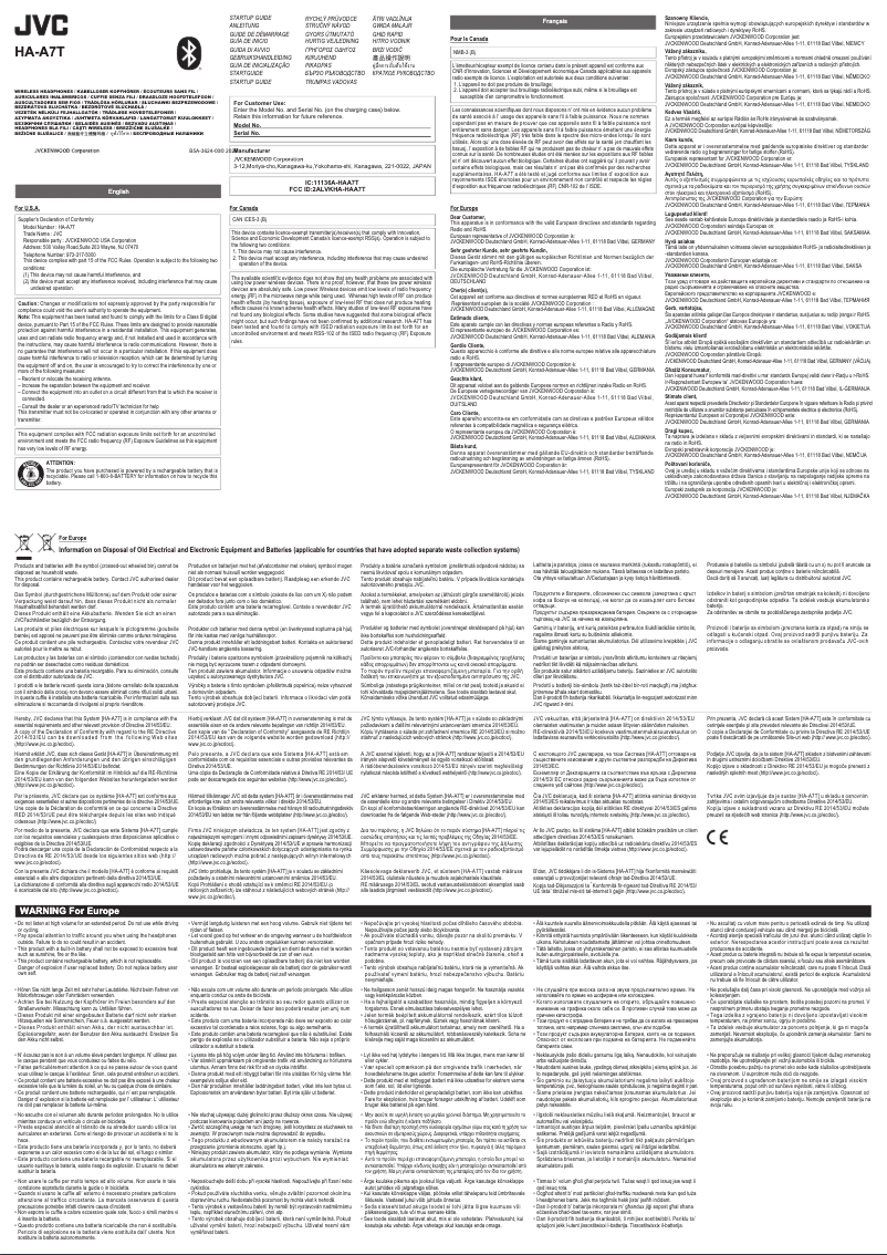 Page 1 de la notice Manuel utilisateur JVC HA-A7T