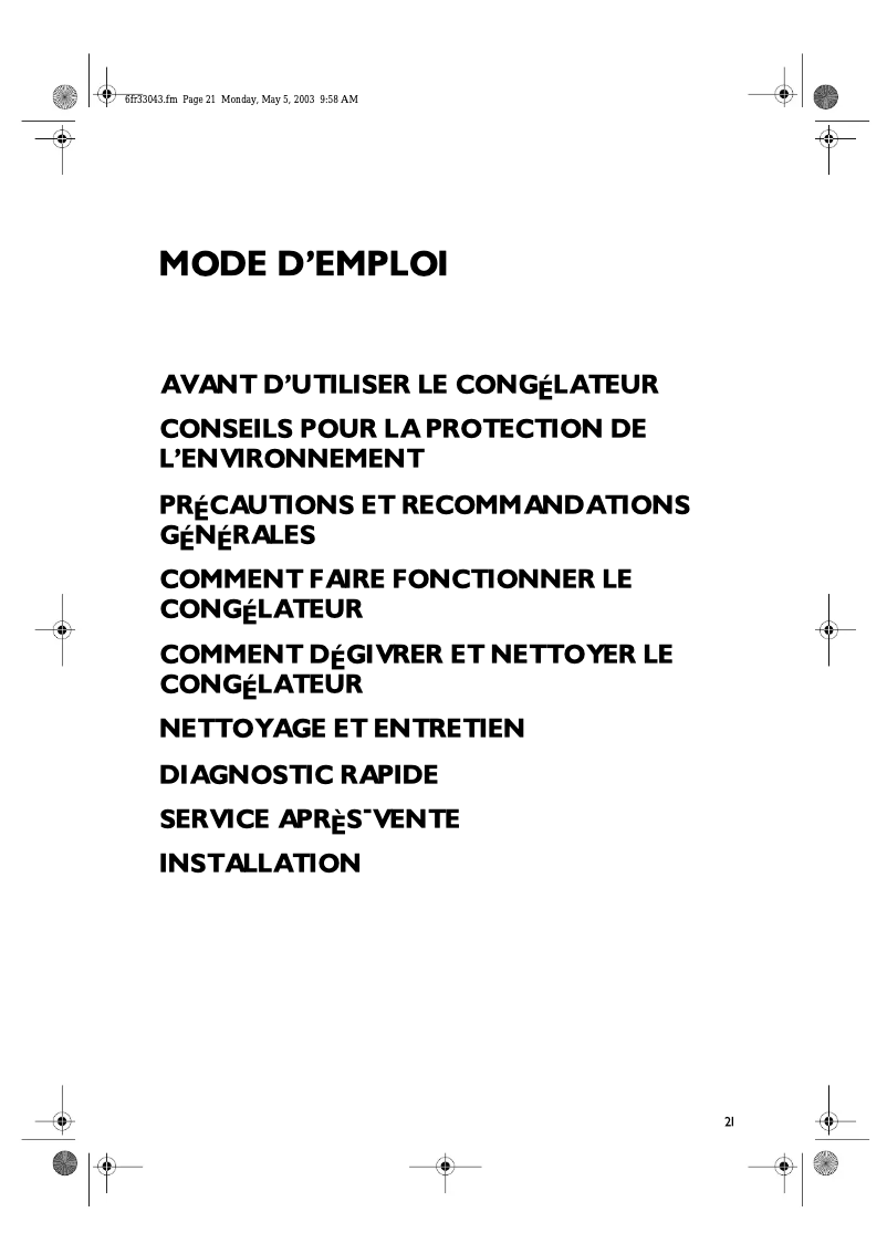 Page 1 de la notice Manuel utilisateur Laden CVT 180