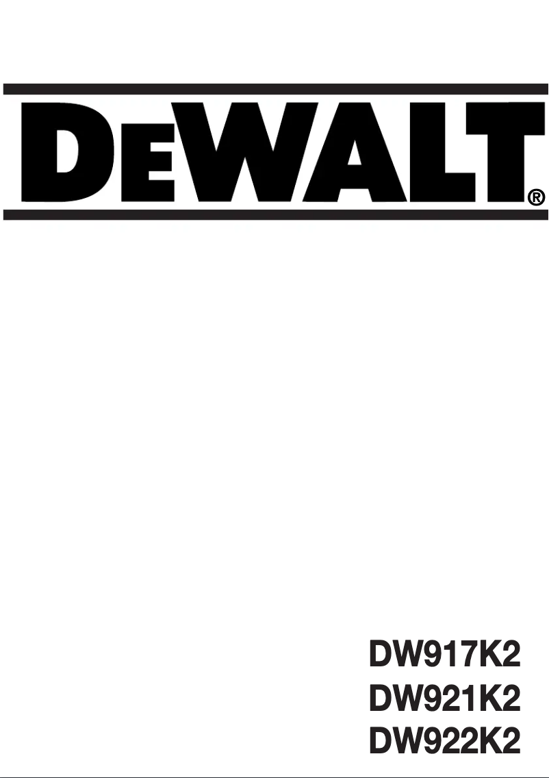 Page n°1 - Manuel utilisateur DeWalt DW922K2