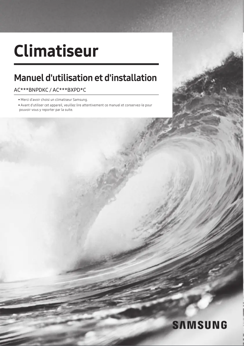 Page 1 de la notice Manuel utilisateur Samsung AC030BNPDKC