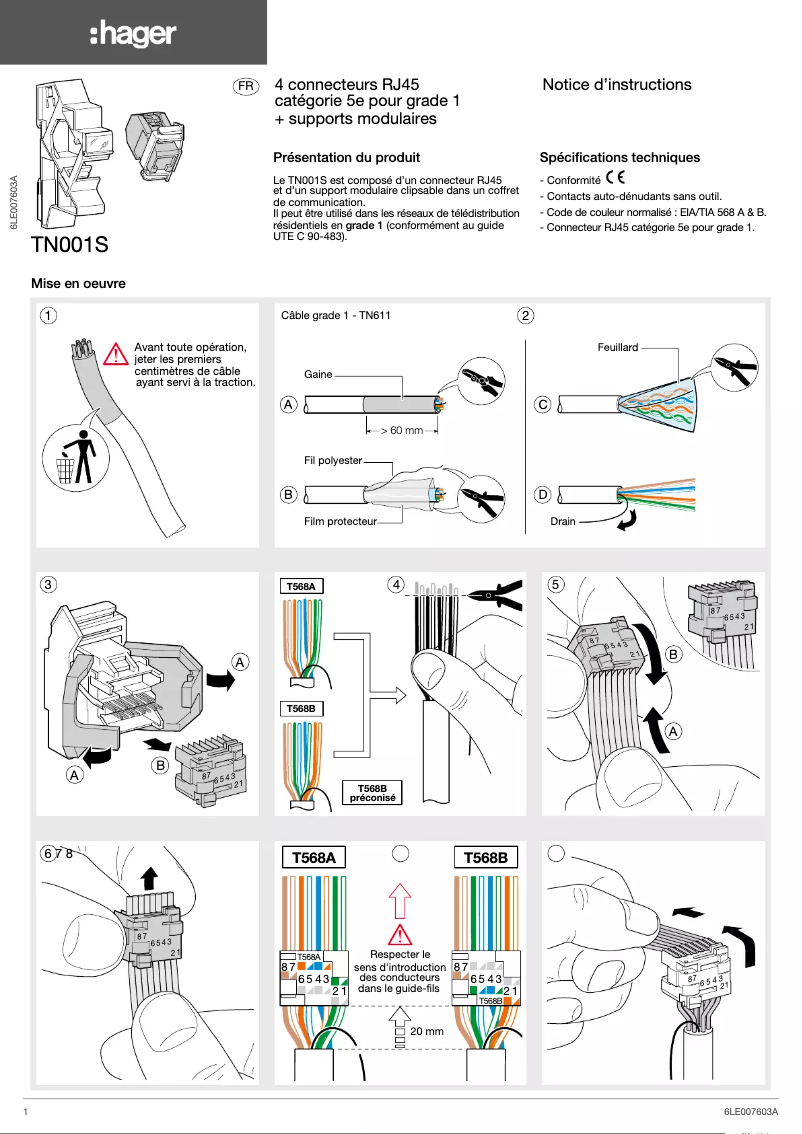 Image de la première page du manuel de l'appareil TN001S