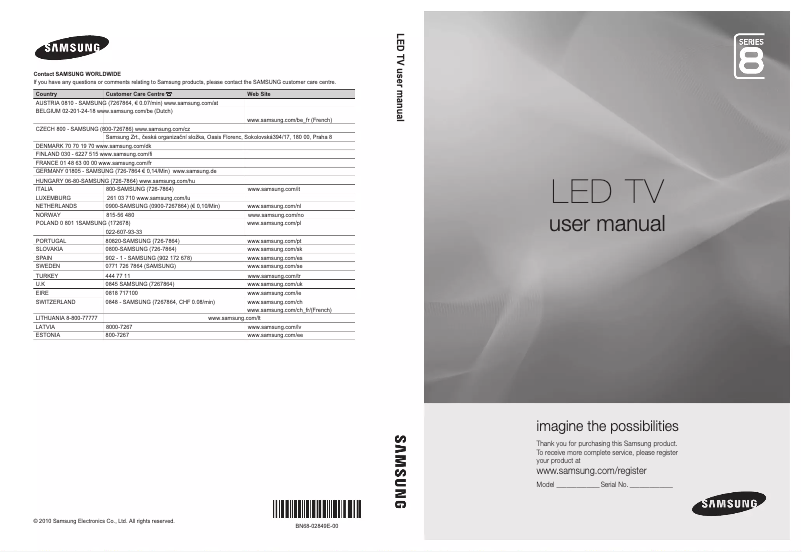 Image de la première page du manuel de l'appareil UE32C8700XS