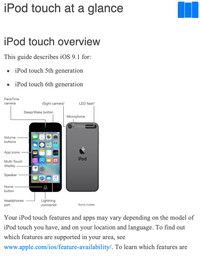 Image de la première page du manuel de l'appareil iPod Touch