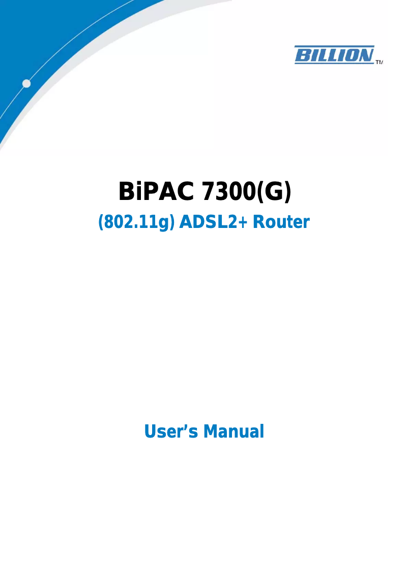 Image de la première page du manuel de l'appareil BIPAC 7300