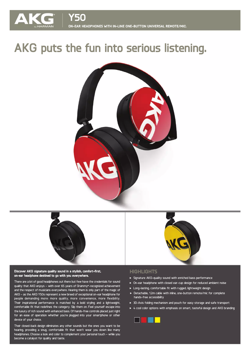 Page 1 de la notice Manuel utilisateur AKG Y50