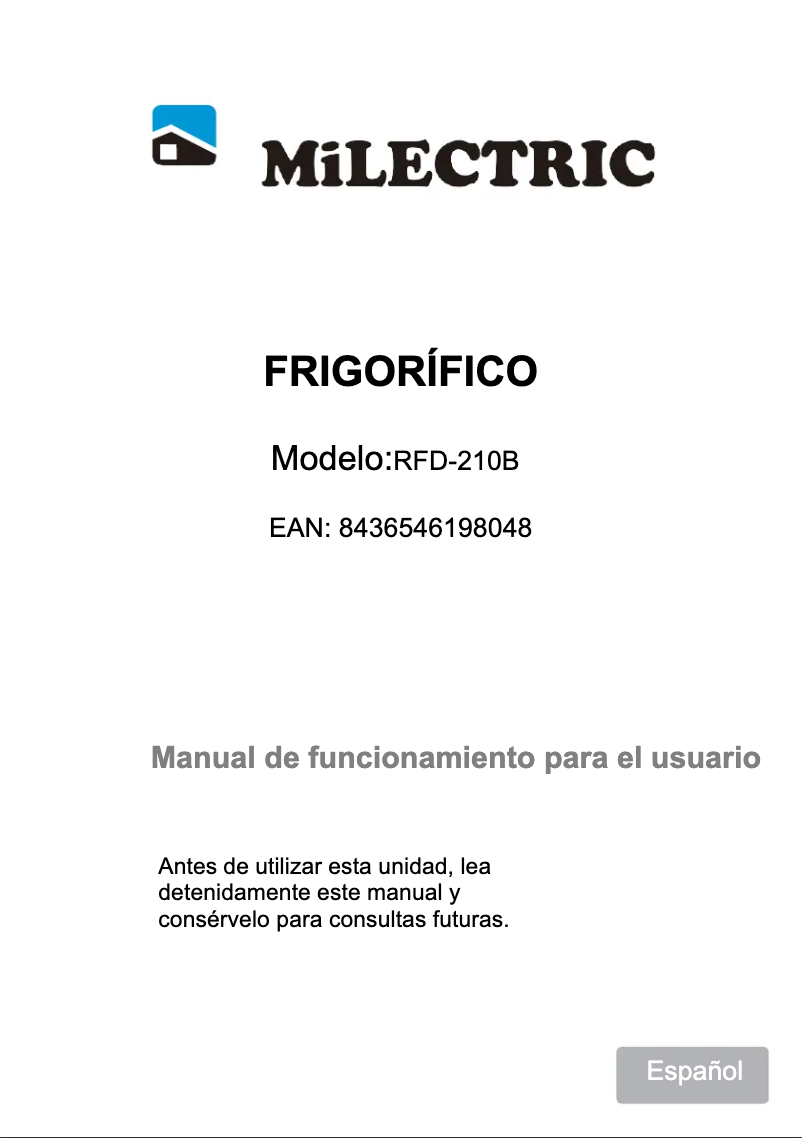 Page 1 de la notice Manuel utilisateur Milectric RFD-210B