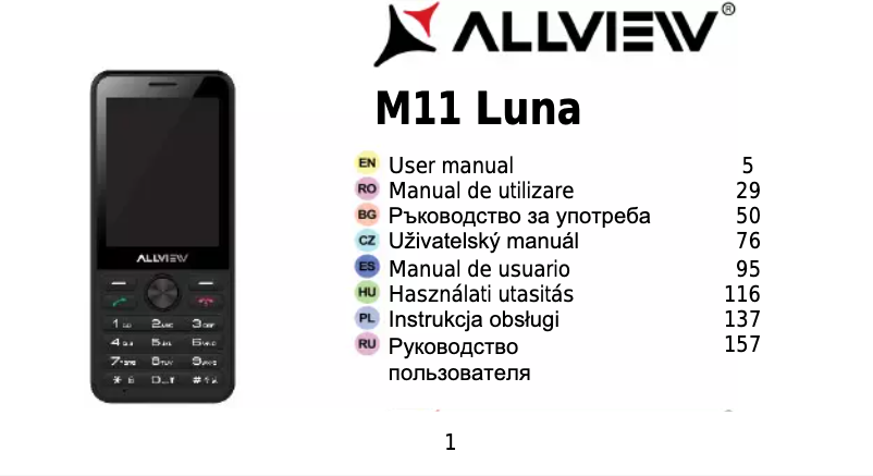 Image de la première page du manuel de l'appareil M11 Luna