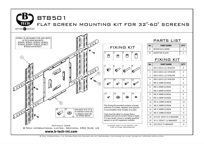 Page n°1 - Manuel utilisateur B-Tech BT8501