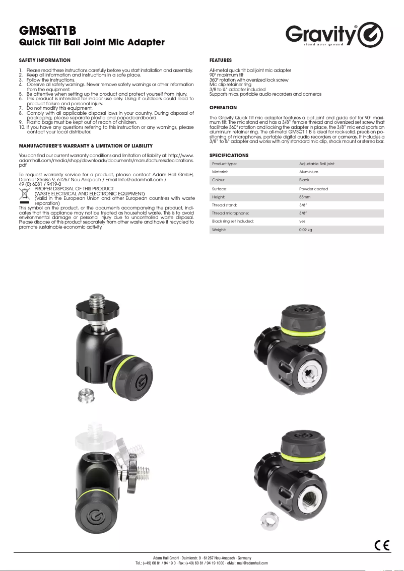 Image de la première page du manuel de l'appareil GMSQT1B
