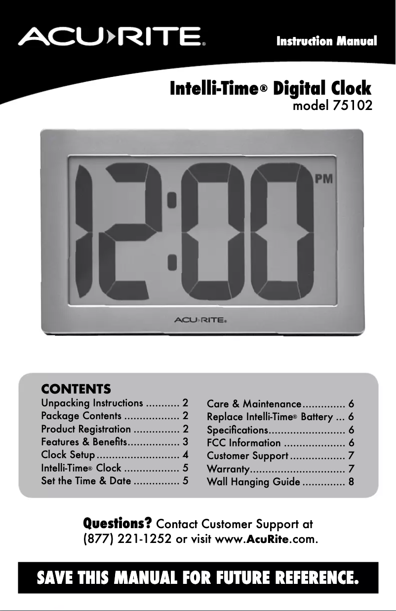 Page 1 de la notice Manuel utilisateur AcuRite 75102RM