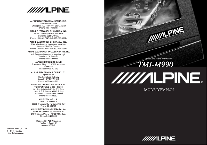 Page n°1 - Manuel utilisateur Alpine TMI-M990