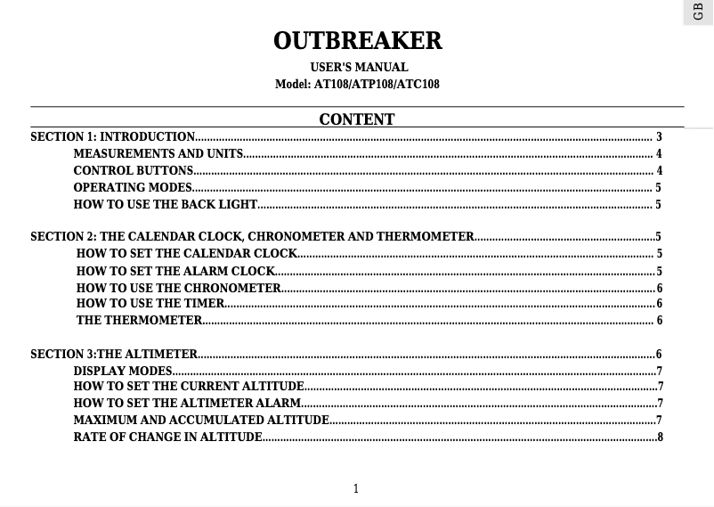 Page 1 de la notice Manuel utilisateur Oregon Scientific ATP108