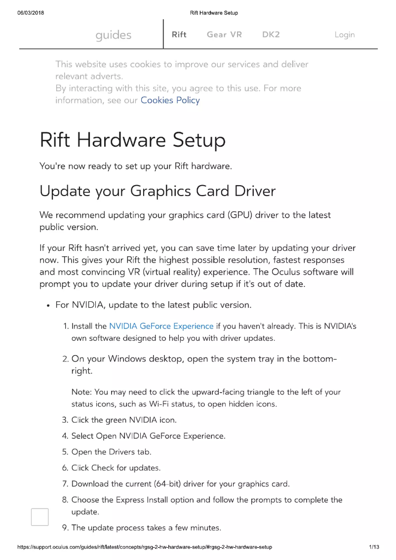 Imagen de la primera página del manual del dispositivo Quest
