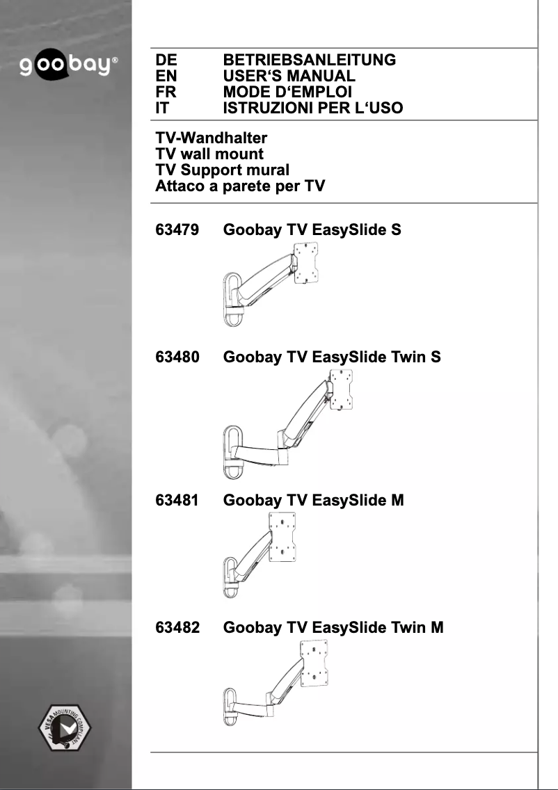 Imagen de la primera página del manual del dispositivo TV Easyslide S