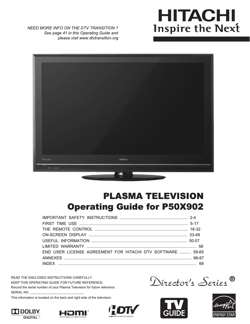 Image de la première page du manuel de l'appareil P50X902