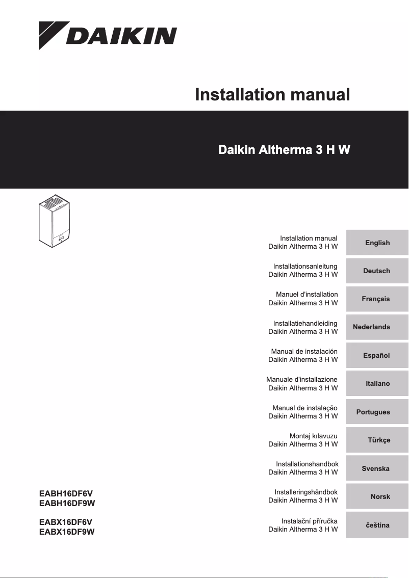 Page n°1 - Guide d'installation Daikin EABX16DA9W