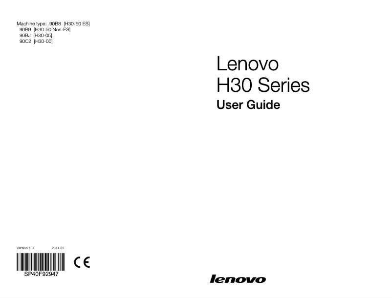 Page 1 de la notice Manuel utilisateur Lenovo ThinkCentre H30-00