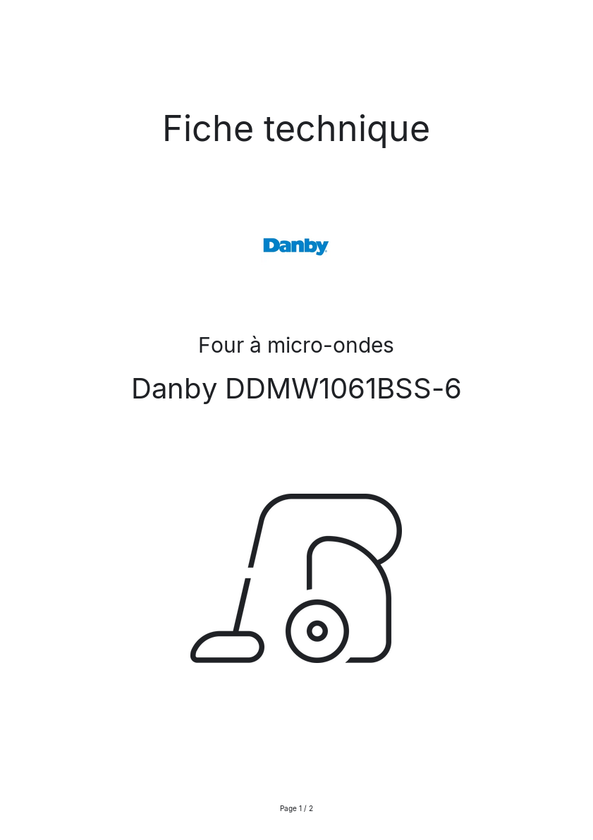 Page n°1 - Fiche technique Danby DDMW1061BSS-6
