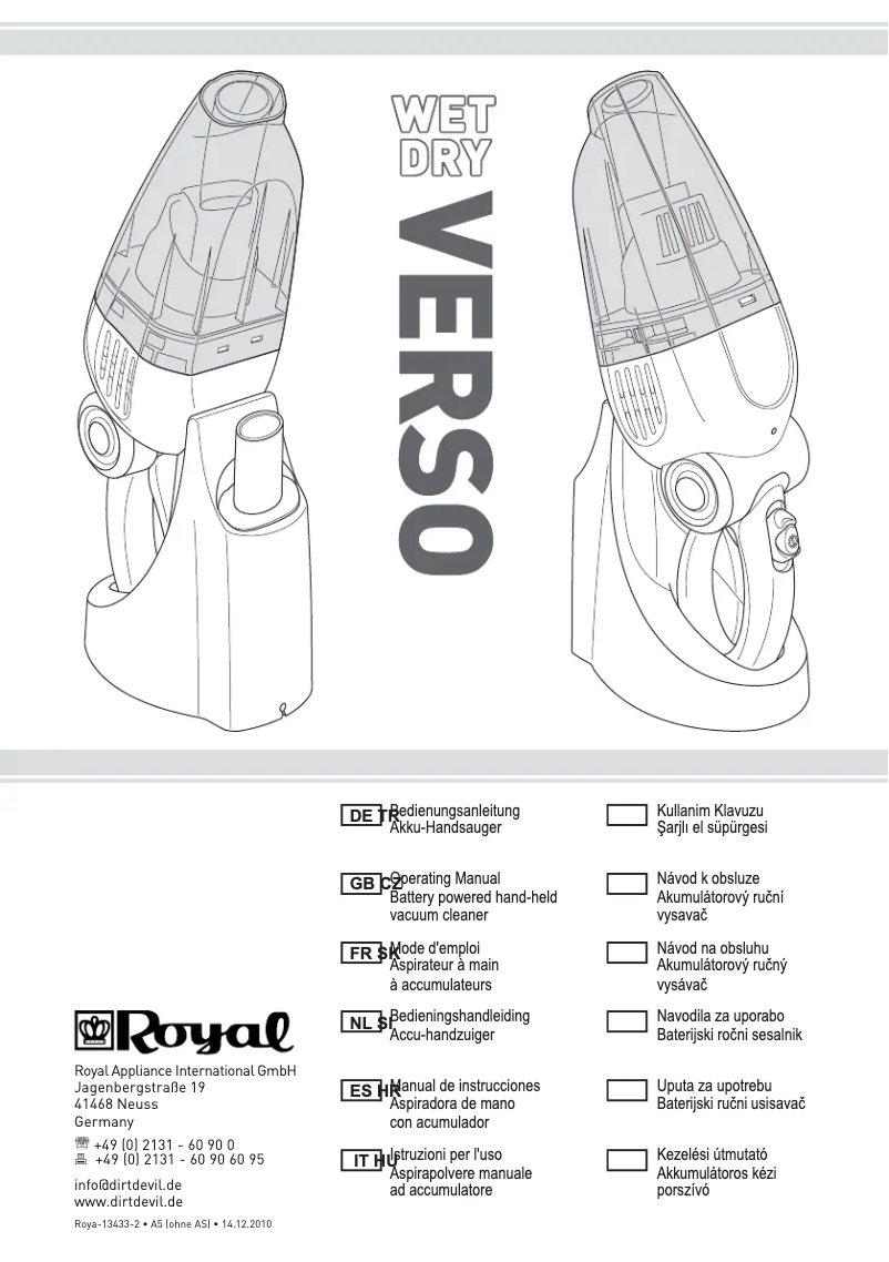 Page n°1 - Manuel utilisateur Dirt Devil M 410 Verso Wet & Dry