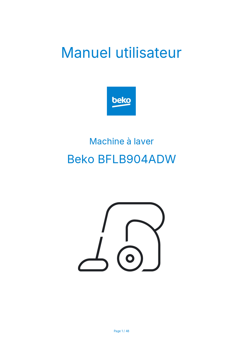 Image de la première page du manuel de l'appareil BFLB904ADW