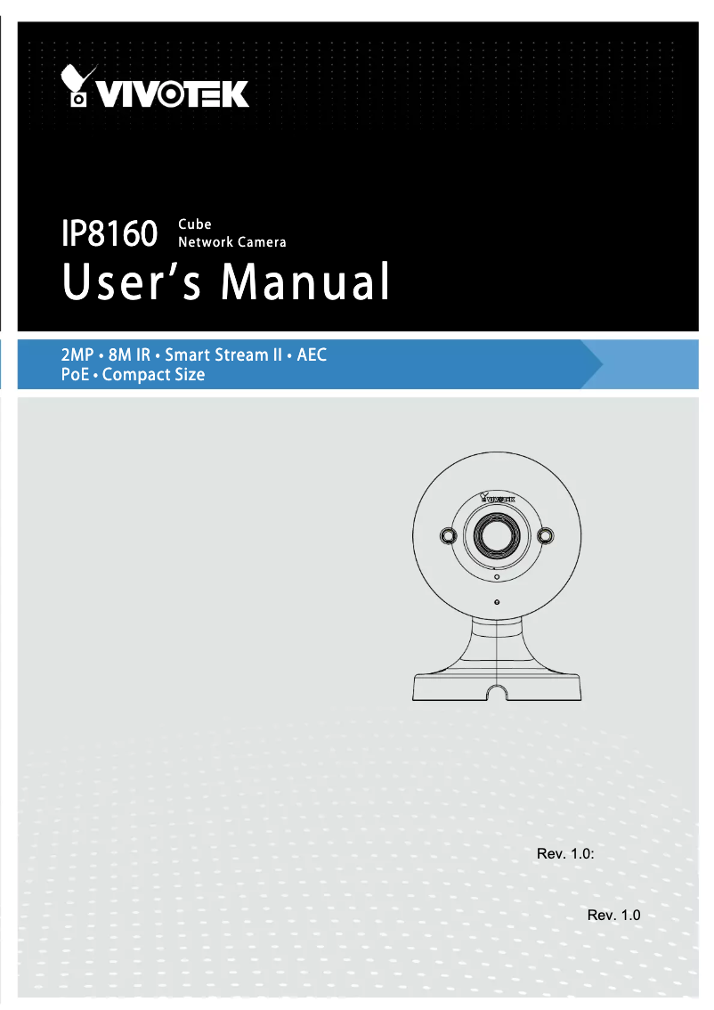 Page 1 de la notice Manuel utilisateur Vivotek IP8160