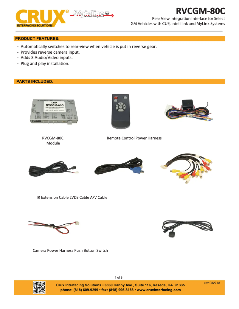 Page 1 de la notice Manuel utilisateur CRUX RVCGM-80C