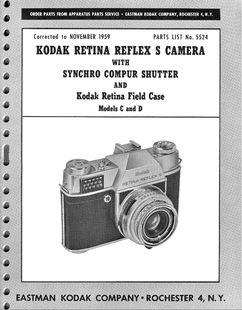 Image de la première page du manuel de l'appareil Retina Reflex S