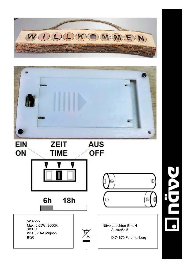 Página 1 del manual Manual de usuario Näve Willkommen