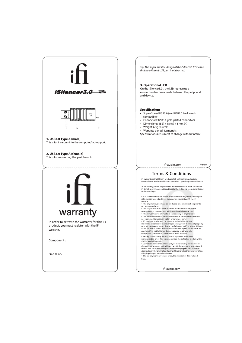 Page 1 of the manual User Manual iFi Audio iSilencer3.0