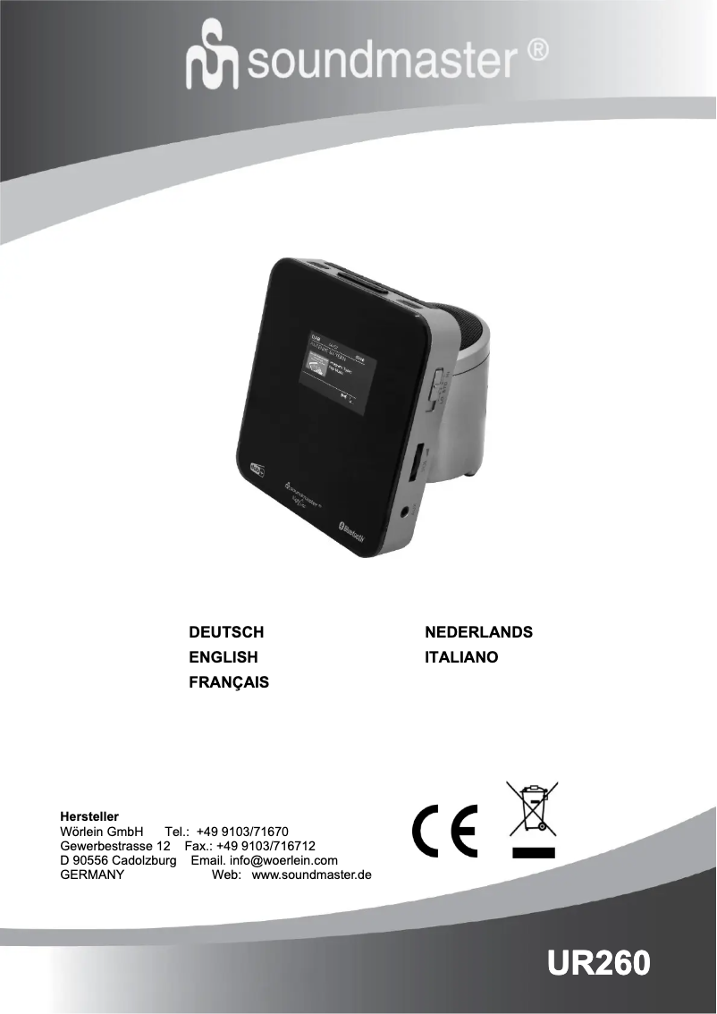 Page n°1 - Manuel utilisateur Soundmaster UR260