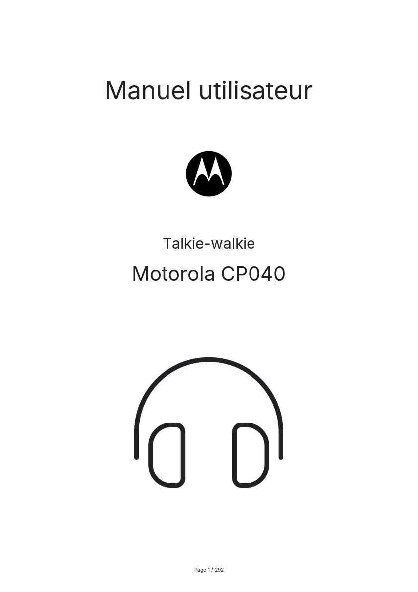 Page 1 de la notice Manuel utilisateur Motorola CP040