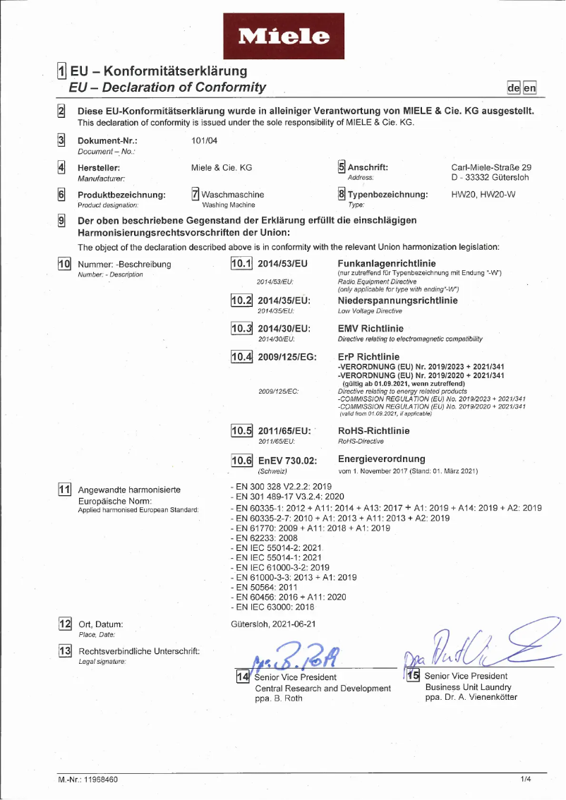 Page 1 de la notice Manuel utilisateur Miele WEF 375 WPS PowerWash