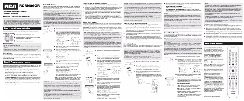 Page 1 de la notice Manuel utilisateur audiovox RCRN06GR