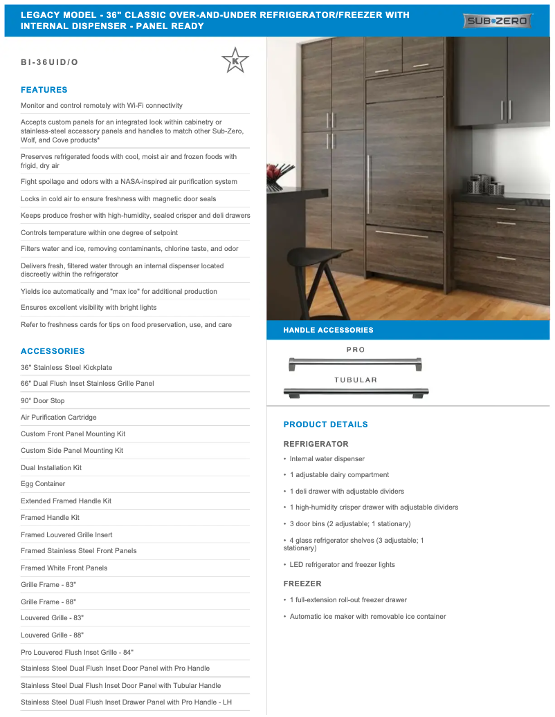 Page 1 de la notice Manuel utilisateur Sub-Zero BI-36UIO