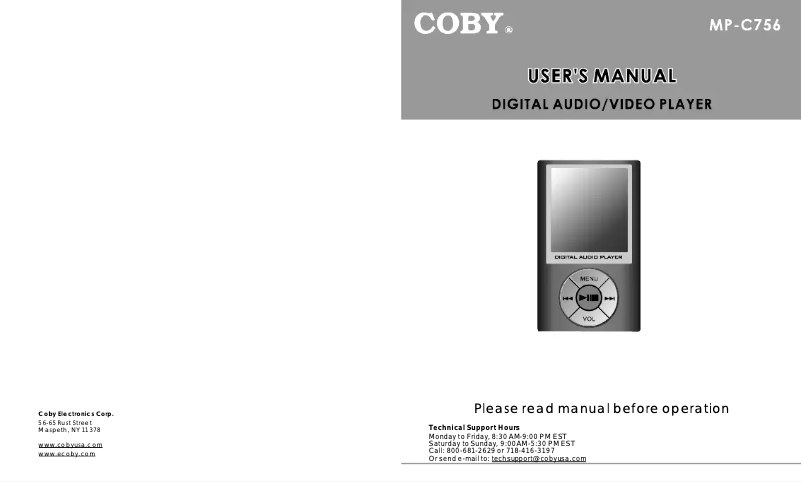 Page 1 de la notice Manuel utilisateur Coby MP-C756