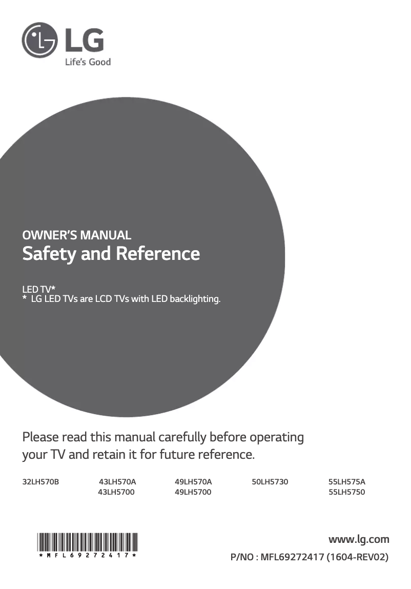 Página 1 del manual Manual de usuario LG 55LH575A