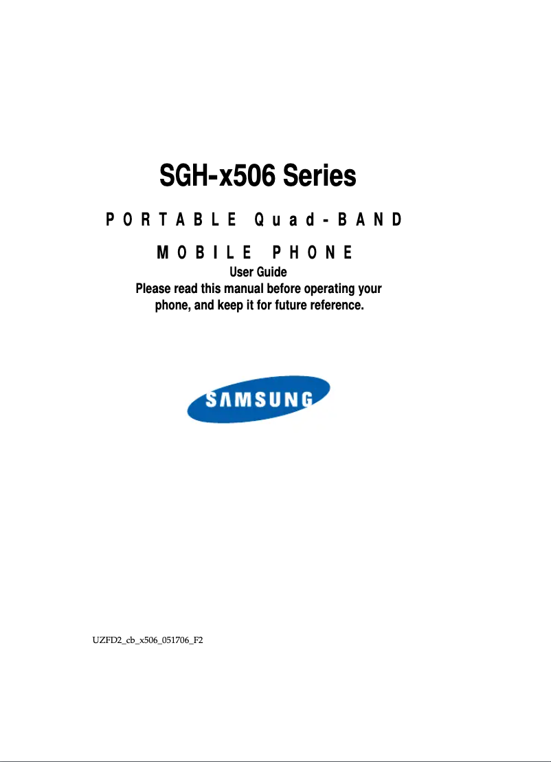 Page n°1 - Manuel utilisateur Samsung SGH-X506
