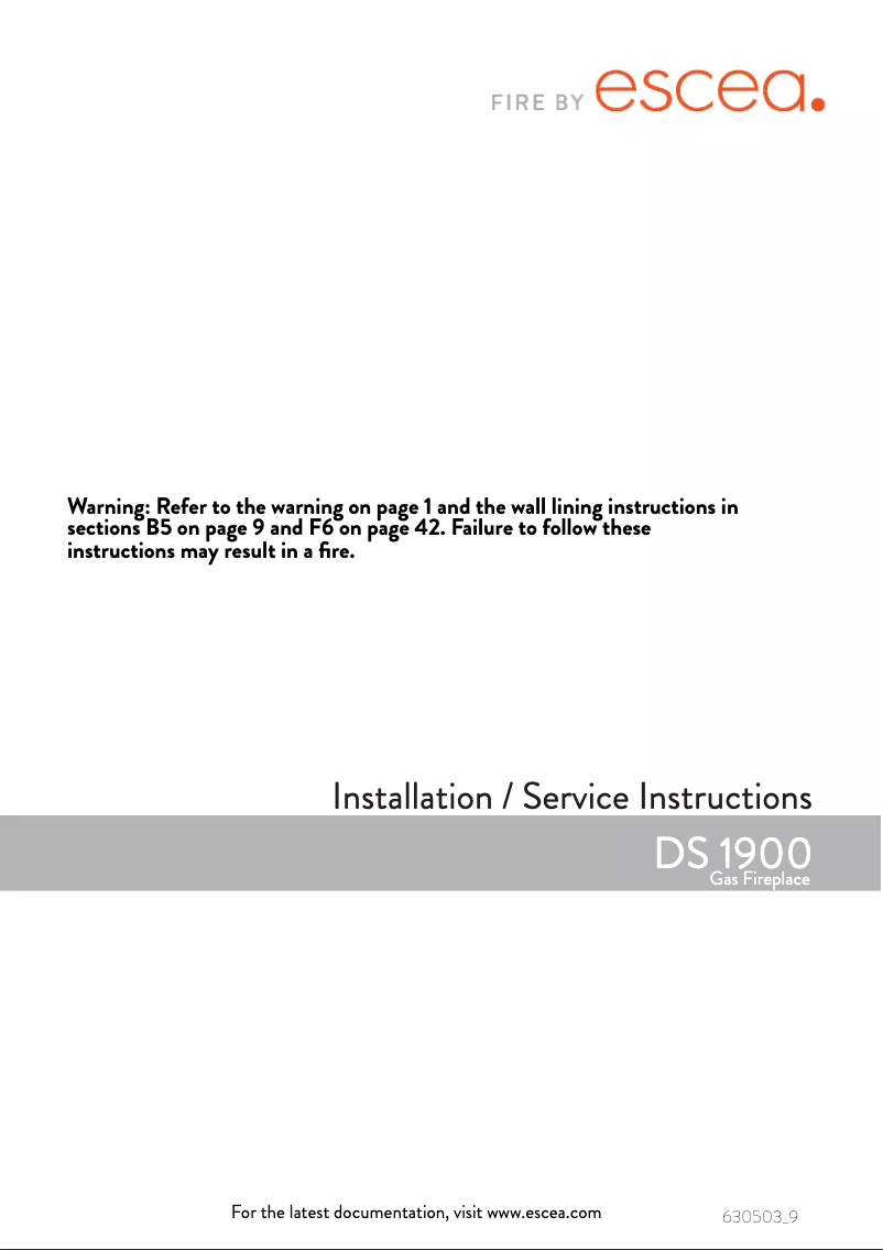 Page n°1 - Manuel utilisateur Escea DS1900