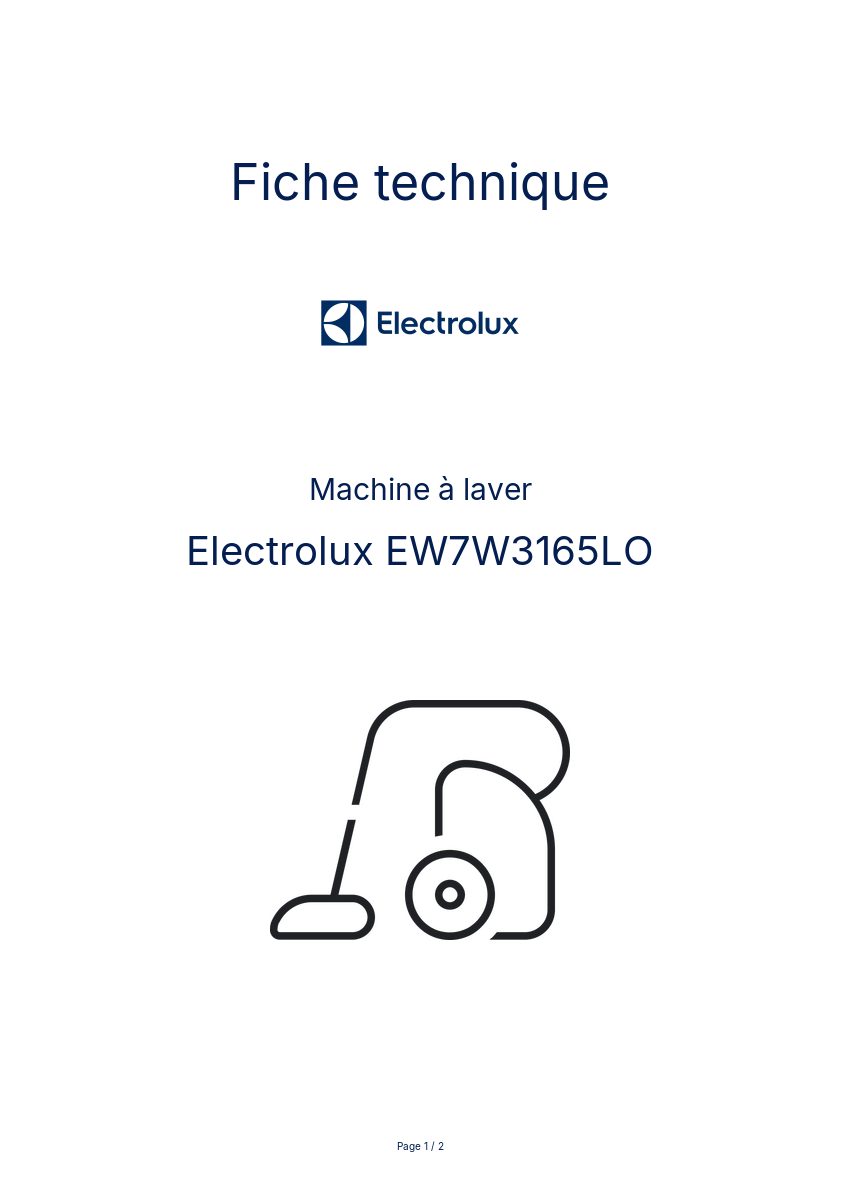 Image de la première page du manuel de l'appareil EW7W3165LO