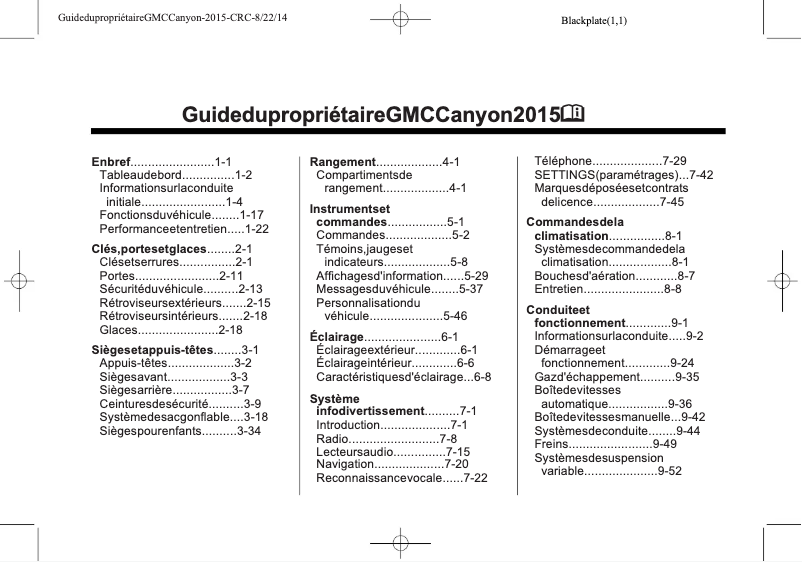 Imagen de la primera página del manual del dispositivo Canyon (2015)