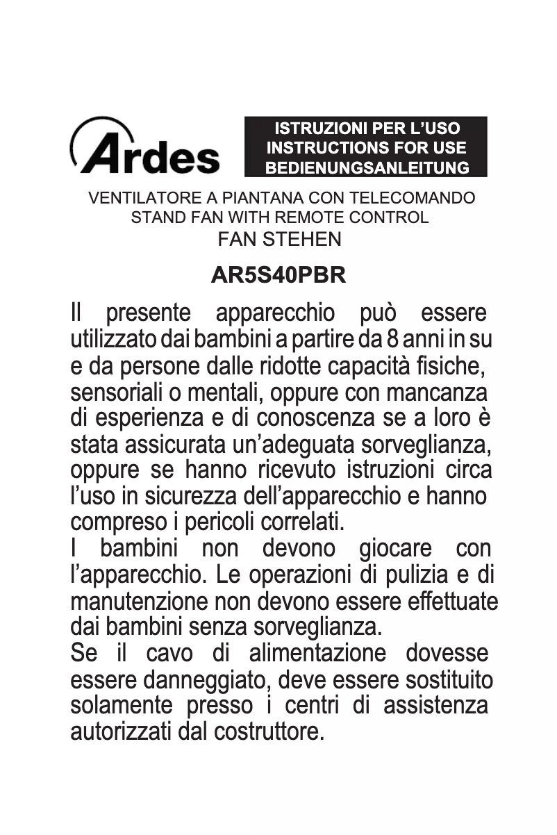 Page n°1 - Manuel utilisateur Ardes AR5S40PBR